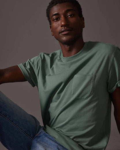 Mens Pima Pocket Tee - Pima Cotton Jersey - Sage Leaf