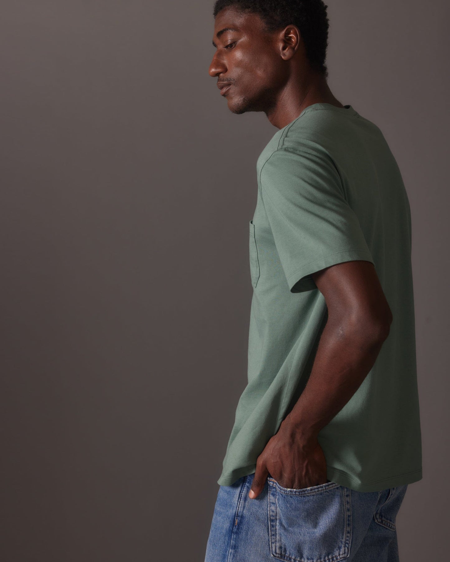 Mens Pima Pocket Tee - Pima Cotton Jersey - Sage Leaf