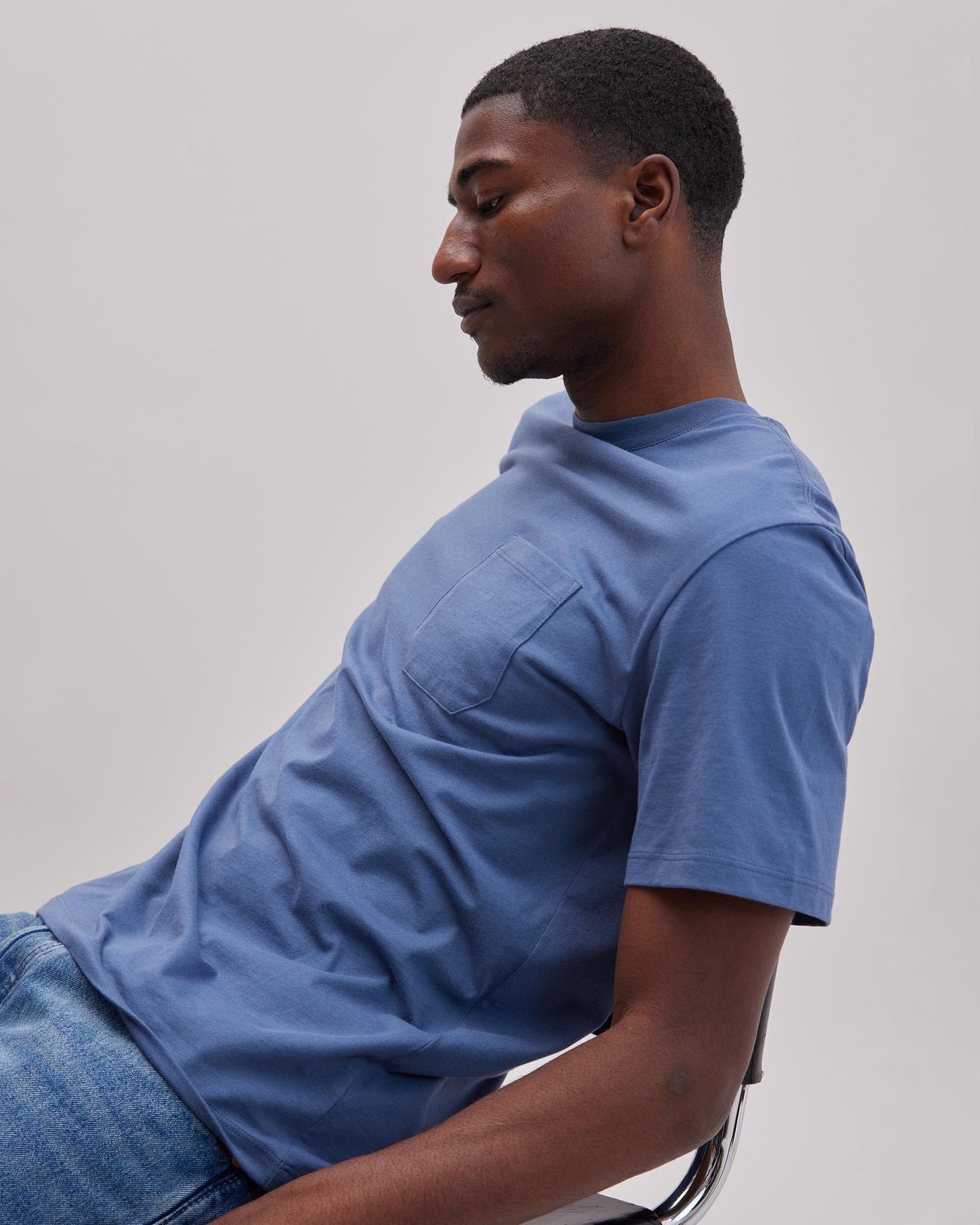 Mens Pima Pocket Tee - Pima Cotton Jersey - Vintage Indigo