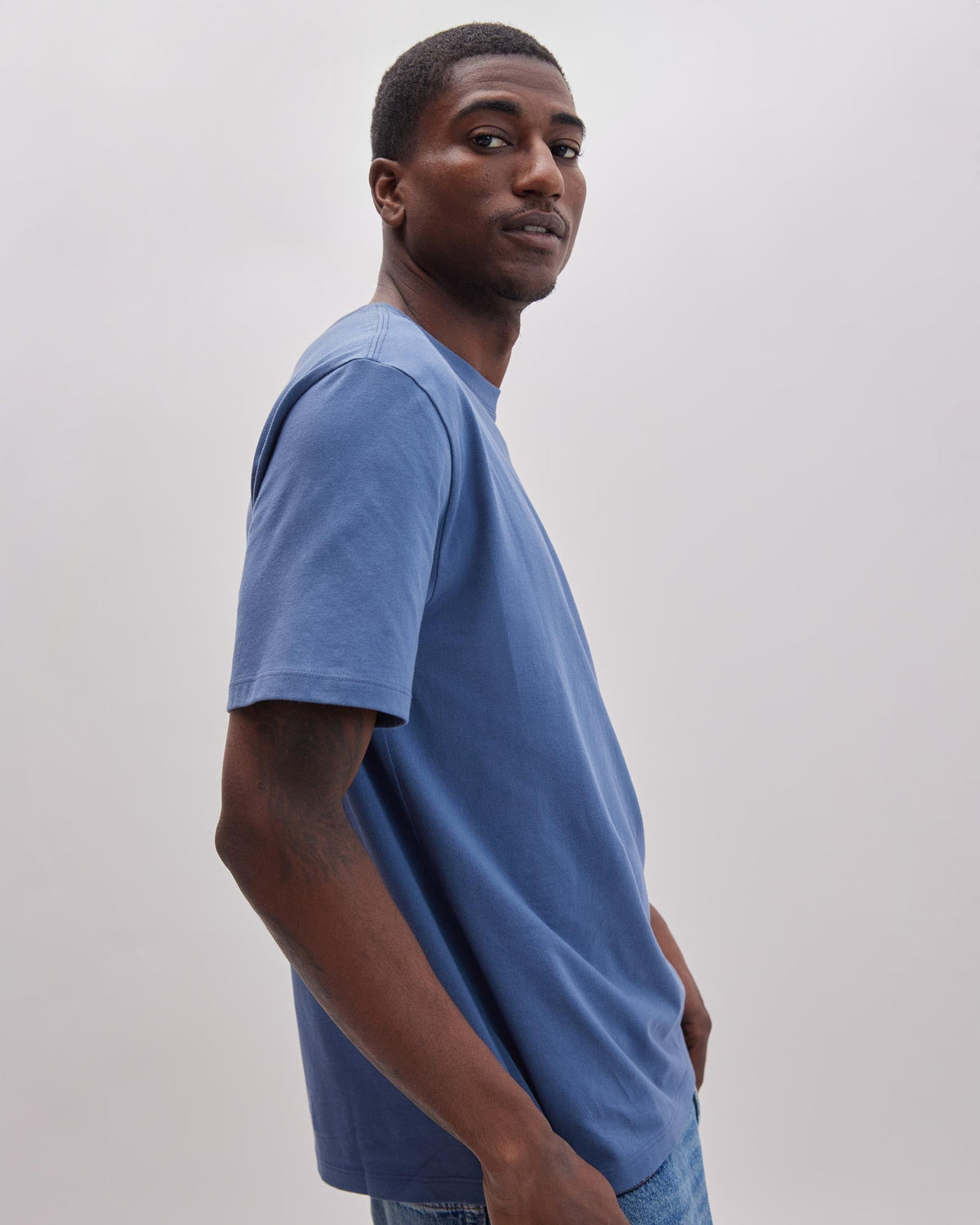 Mens Pima Pocket Tee - Pima Cotton Jersey - Vintage Indigo