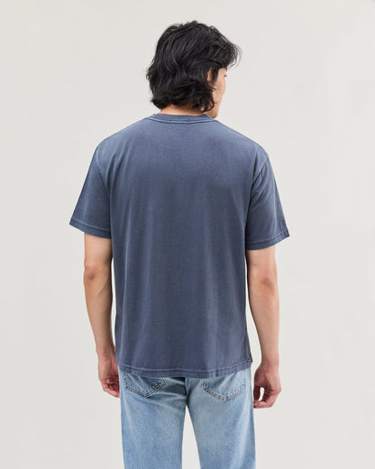 Mens Relaxed Short Sleeve Tee - Pigment Dye Jersey - Blue Steel