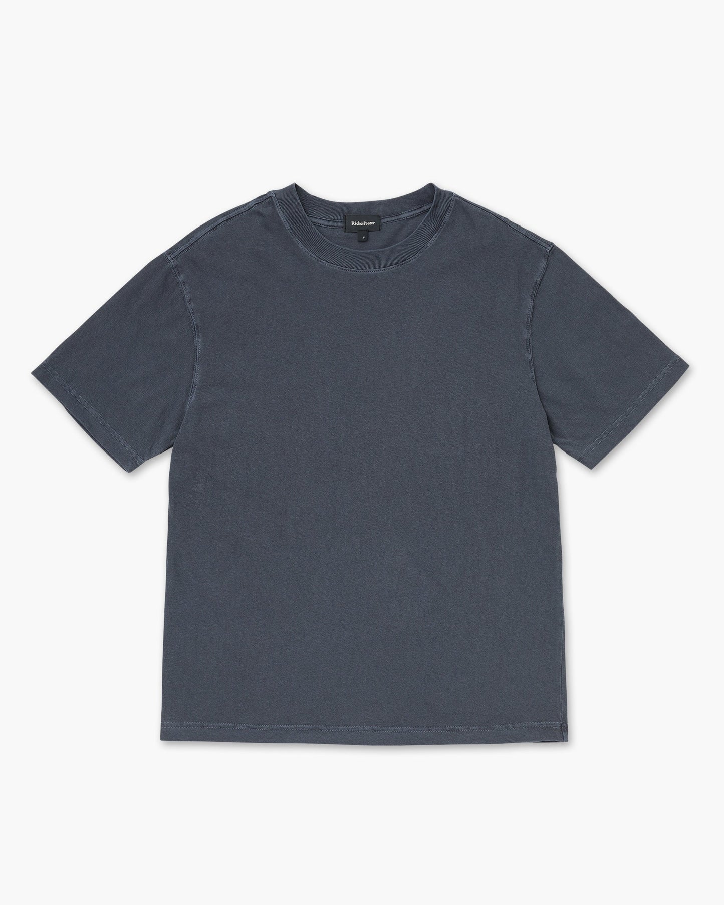 Mens Relaxed Short Sleeve Tee - Pigment Dye Jersey - Blue Steel