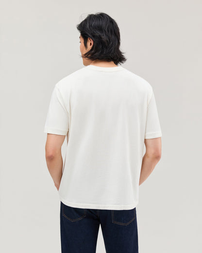 Mens Relaxed Short Sleeve Tee - Pigment Dye Jersey - Bone