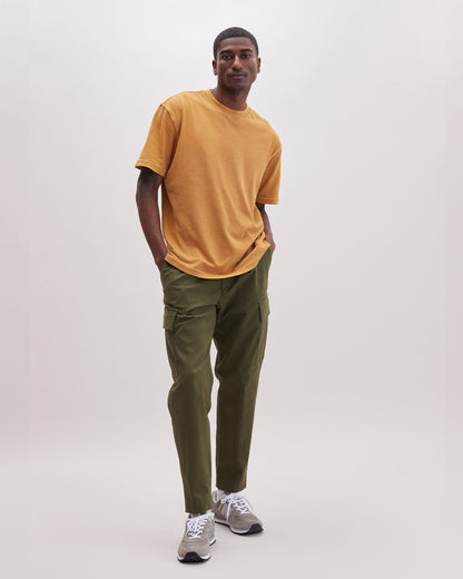Mens Relaxed Short Sleeve Tee - Pigment Dye Jersey - Gold Spice