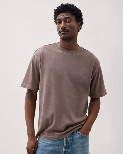 Mens Relaxed Short Sleeve Tee - Pigment Dye Jersey - Mole