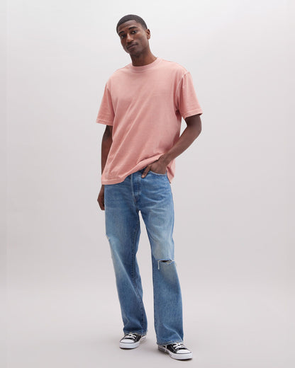 Mens Relaxed Short Sleeve Tee - Pigment Dye Jersey - Pink Sands
