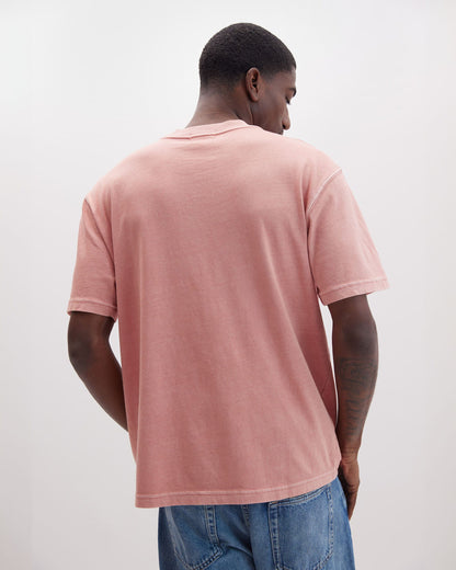 Mens Relaxed Short Sleeve Tee - Pigment Dye Jersey - Pink Sands
