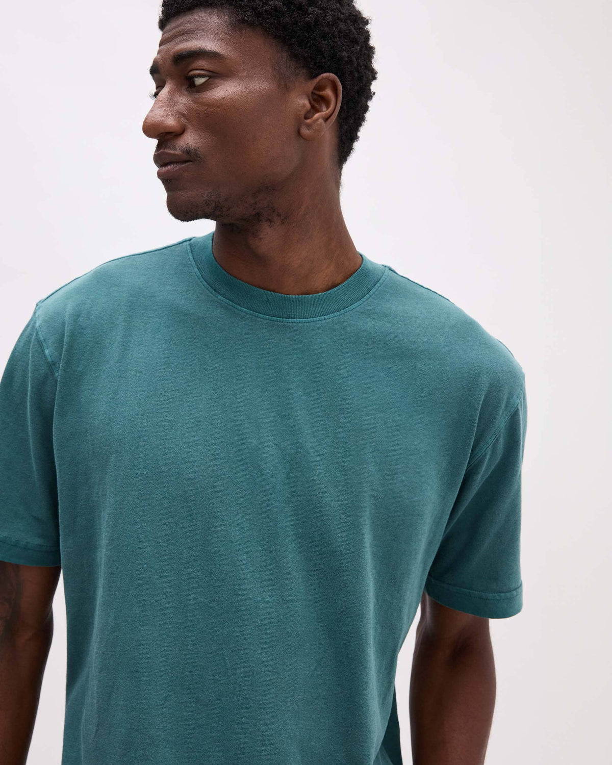 Mens Relaxed Short Sleeve Tee - Pigment Dye Jersey - Rainforest