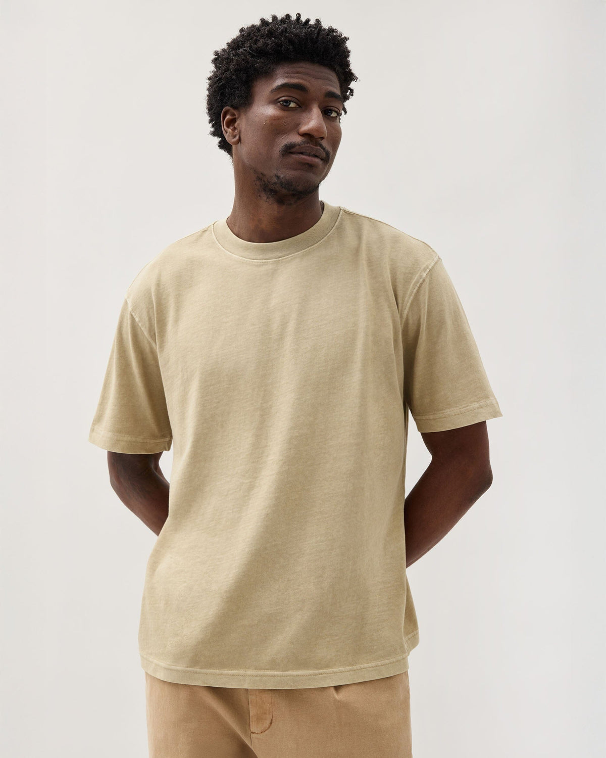 Mens Relaxed Short Sleeve Tee - Pigment Dye Jersey - Sponge