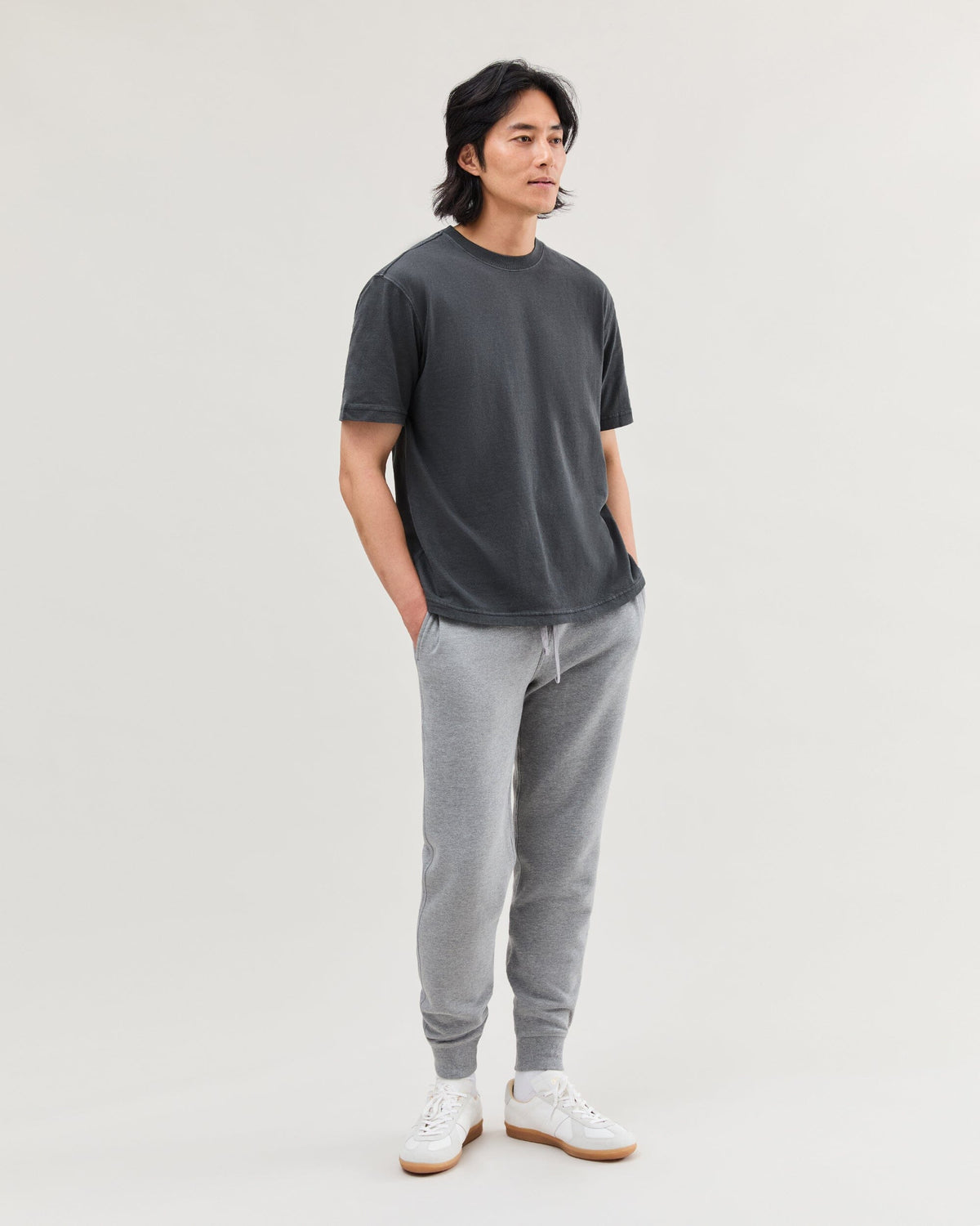 Mens Relaxed Short Sleeve Tee - Pigment Dye Jersey - Stretch Limo