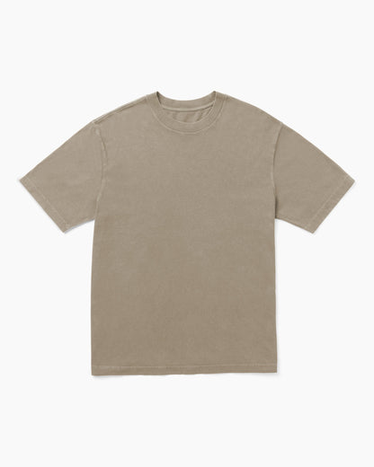 Mens Relaxed Short Sleeve Tee - Pigment Dye Jersey - Warm Grey