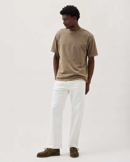 Mens Relaxed Short Sleeve Tee - Pigment Dye Jersey - Warm Grey