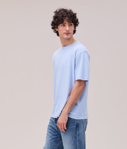 Mens Relaxed Short Sleeve Tee - Pigment Dye Jersey - Chambray Blue