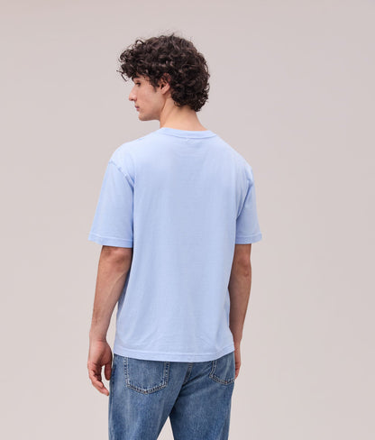 Mens Relaxed Short Sleeve Tee - Pigment Dye Jersey - Chambray Blue