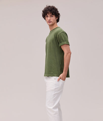 Mens Relaxed Short Sleeve Tee - Pigment Dye Jersey - Cypress