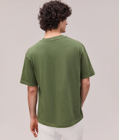 Mens Relaxed Short Sleeve Tee - Pigment Dye Jersey - Cypress