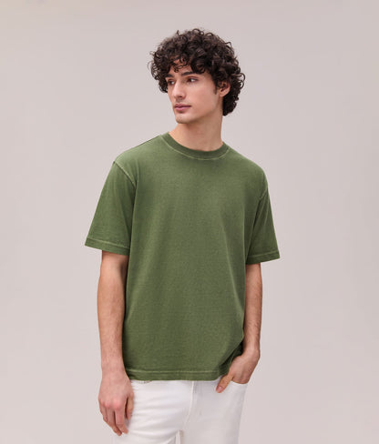 Mens Relaxed Short Sleeve Tee - Pigment Dye Jersey - Cypress