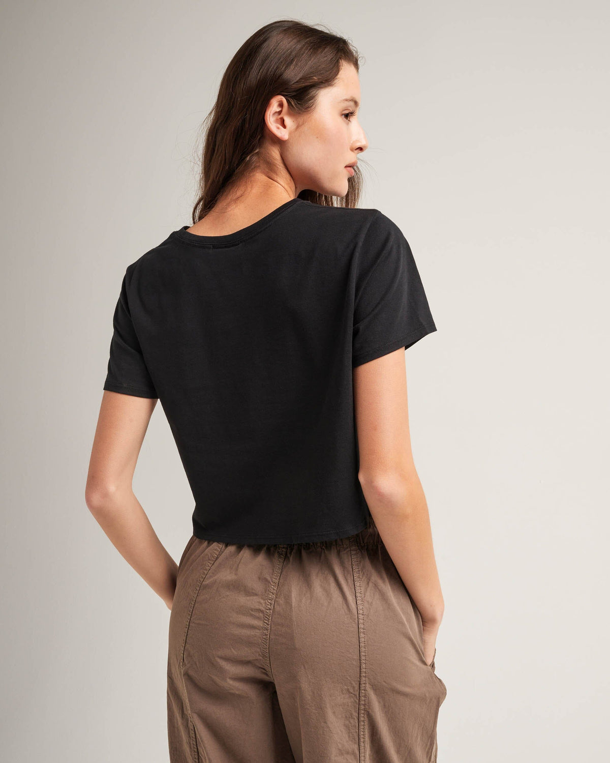 Womens Pima Boxy Crop Tee - Pima Cotton Jersey - Black