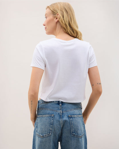 Womens Pima Boxy Crop Tee - Pima Cotton Jersey - White