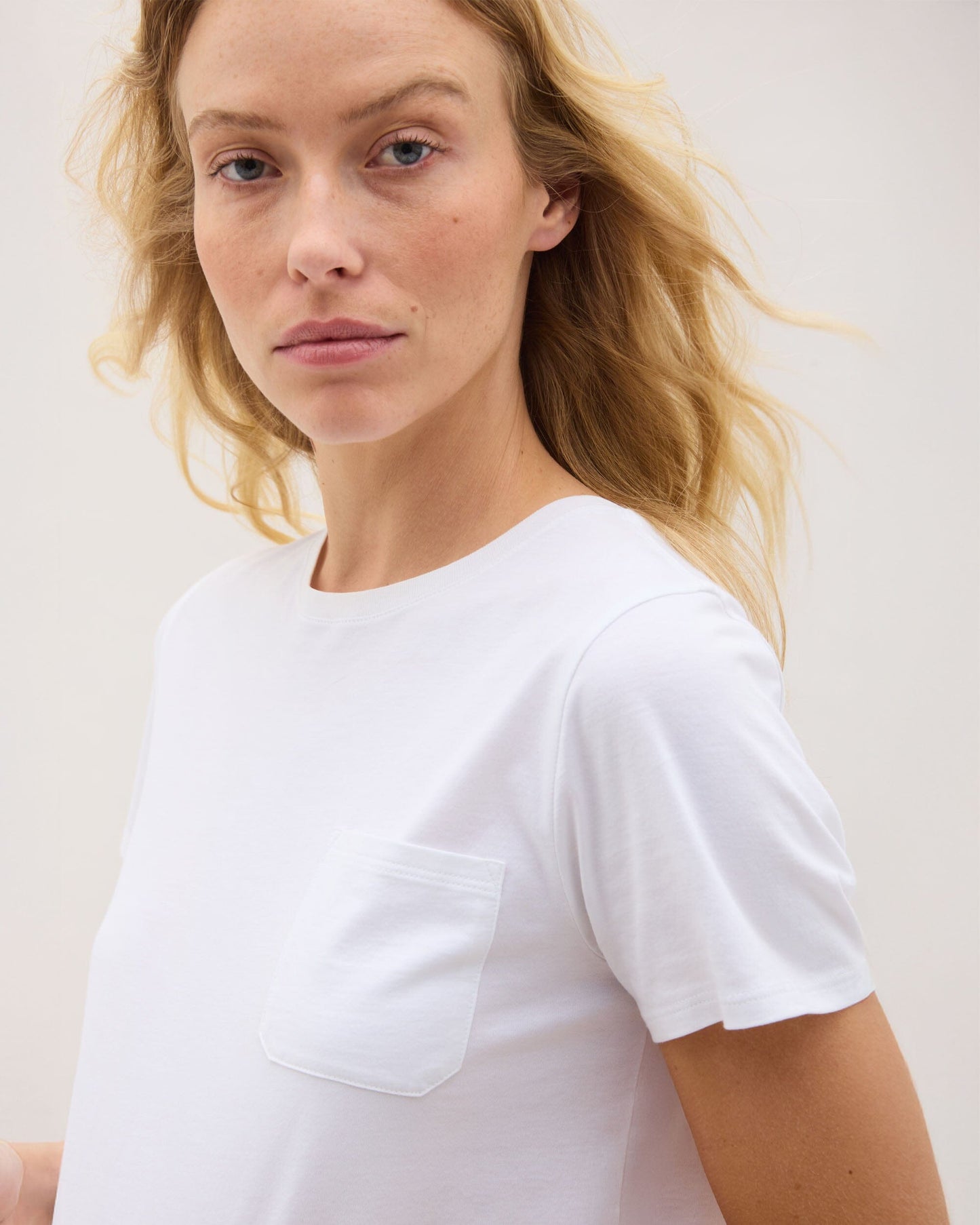 Womens Pima Boxy Crop Tee - Pima Cotton Jersey - White