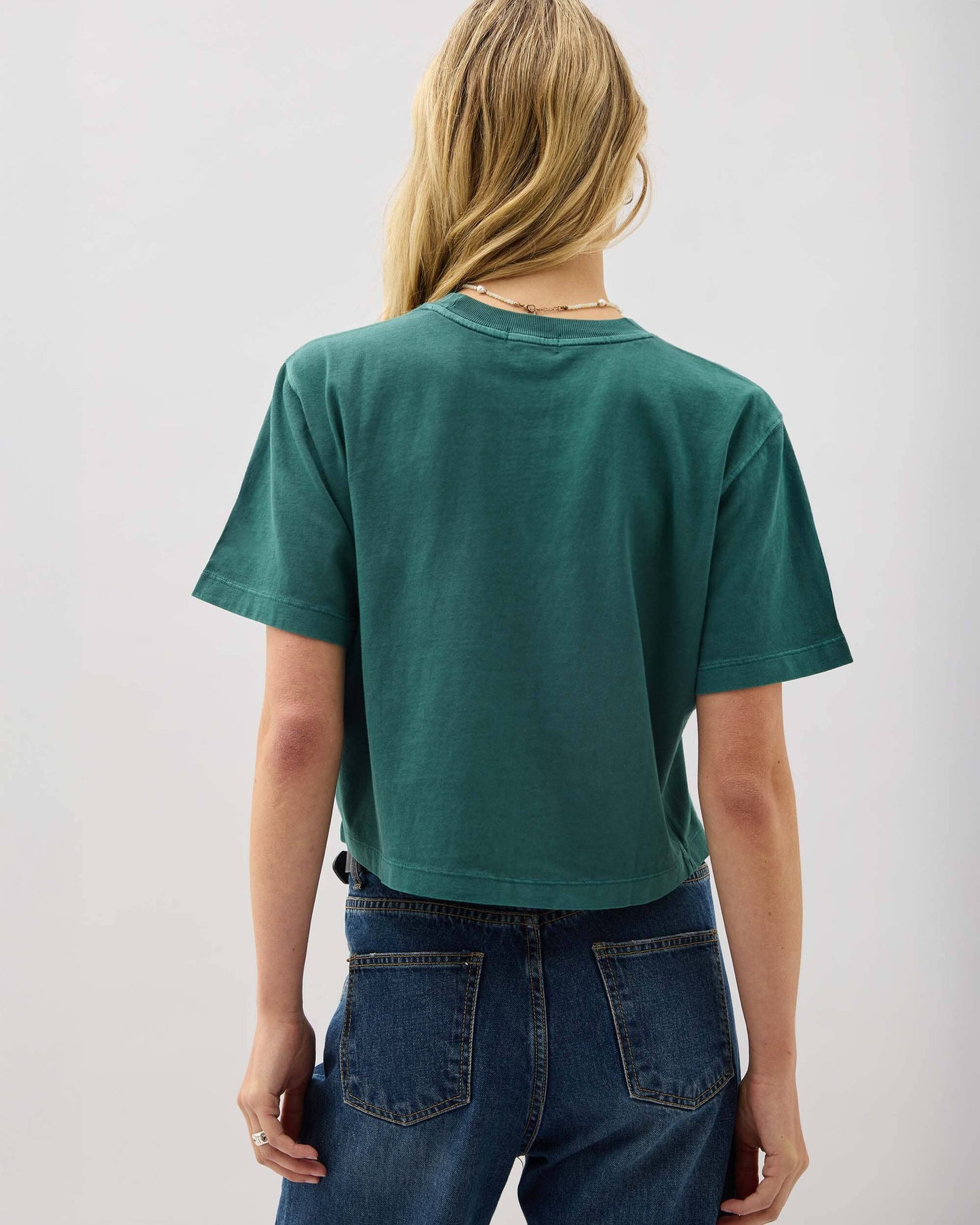 Womens Relaxed Crop Tee - Pigment Dye Jersey - Rainforest