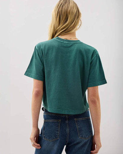 Womens Relaxed Crop Tee - Pigment Dye Jersey - Rainforest