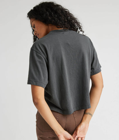 Womens Relaxed Crop Tee - Pigment Dye Jersey - Stretch Limo
