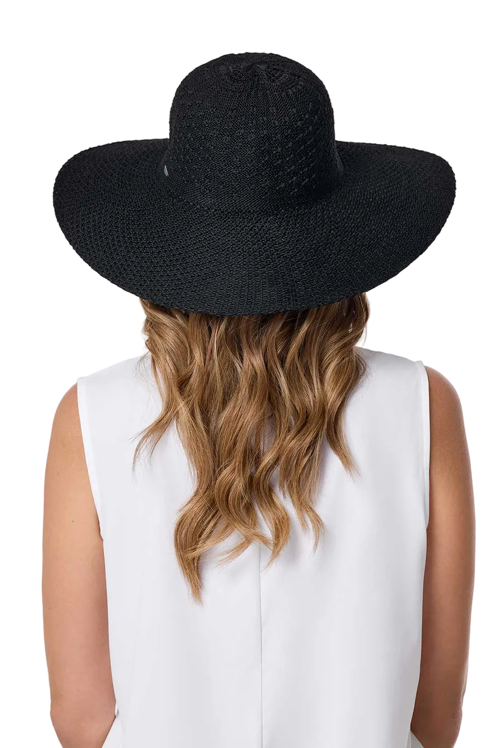 Coolibar Perla Packable Wide Brim Hat UPF 50+ - Black