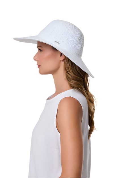 Coolibar Perla Packable Wide Brim Hat UPF 50+ -  White