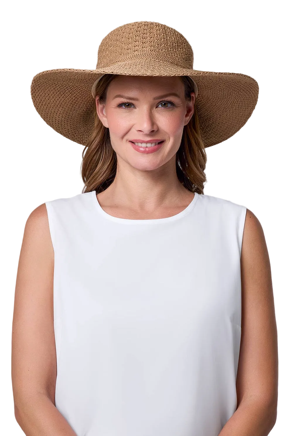 Coolibar Perla Packable Wide Brim Hat UPF 50+ - Tan