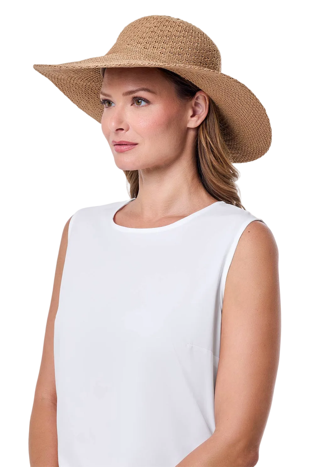 Coolibar Perla Packable Wide Brim Hat UPF 50+ - Tan