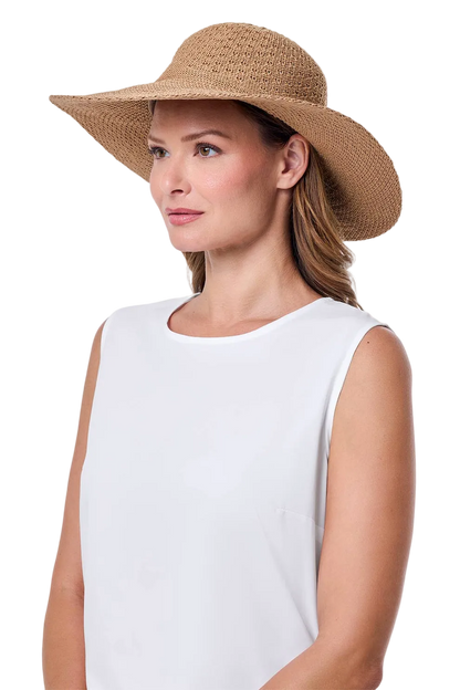 Coolibar Perla Packable Wide Brim Hat UPF 50+ - Tan