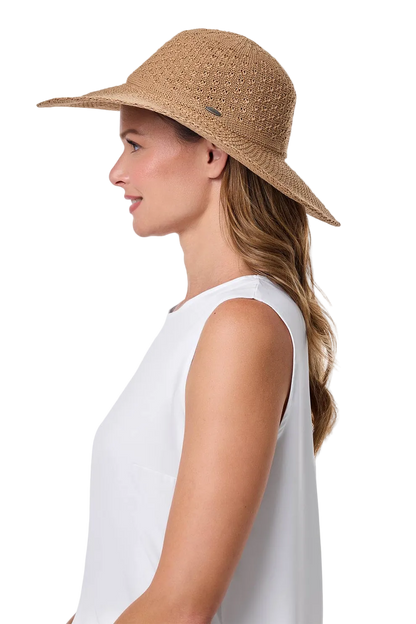 Coolibar Perla Packable Wide Brim Hat UPF 50+ - Tan