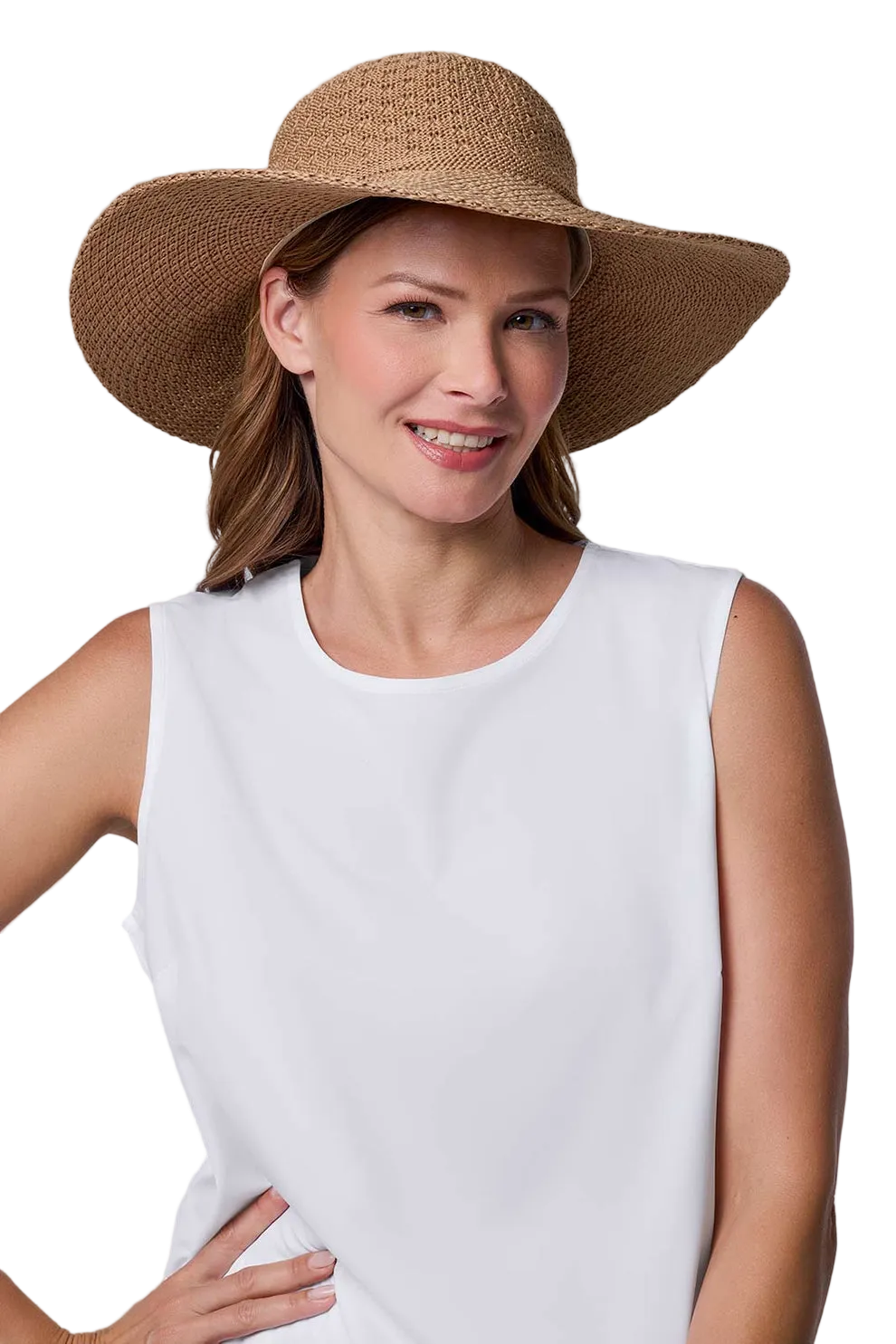 Coolibar Perla Packable Wide Brim Hat UPF 50+ - Tan