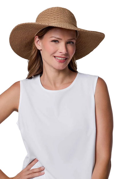Coolibar Perla Packable Wide Brim Hat UPF 50+ - Tan
