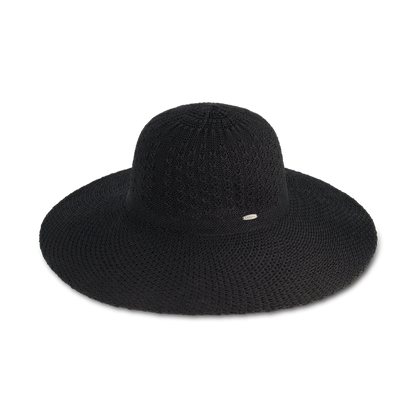 Coolibar Perla Packable Wide Brim Hat UPF 50+ - Black