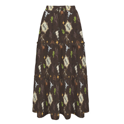 Baha Ranch Western Symbols Tiered Prairie Maxi Skirt