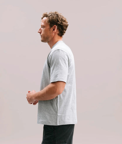 Mens Relaxed Short Sleeve Tee - Pigment Dye Jersey - Heather Grey