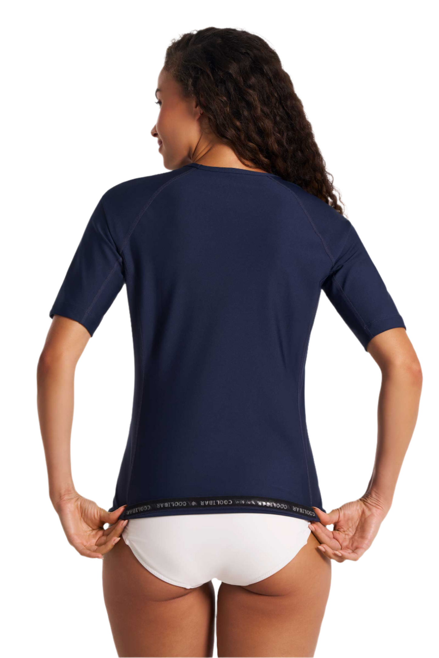Coolibar Women's Hightide Short Sleeve Swim Shirt UPF 50+ - Navy