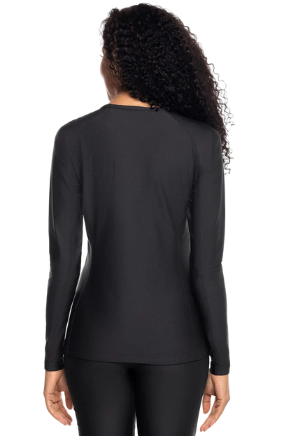 Coolibar Women's Hightide Long Sleeve Swim Shirt UPF 50+ - Black