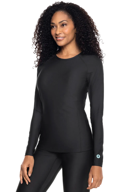 Coolibar Women's Hightide Long Sleeve Swim Shirt UPF 50+ - Black