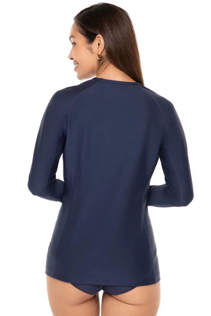 Coolibar Women's Hightide Long Sleeve Swim Shirt UPF 50+ - Navy