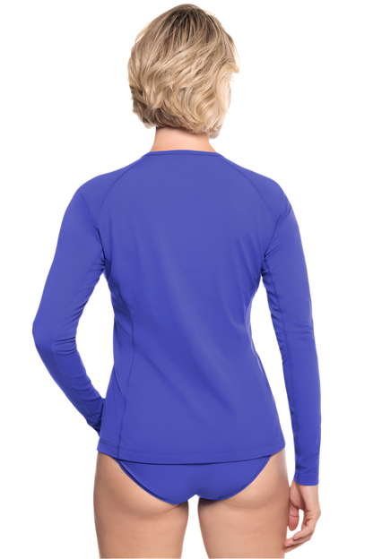 Coolibar Women's Hightide Long Sleeve Swim Shirt UPF 50+ - Baja Blue