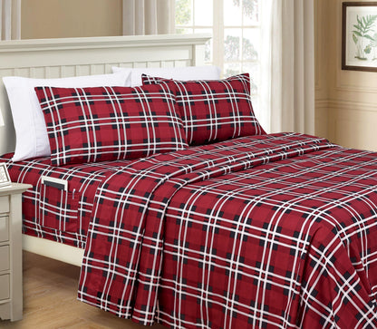 Elegant Comfort 6-Piece Plaid Pattern Bed Sheet Set - Soft as a Hotel Premium Quality
