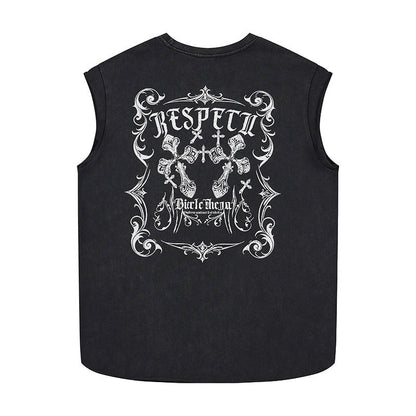 Flower cross wide shoulder vest