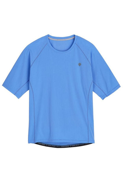 Coolibar Men's Hightide Short Sleeve Swim Shirt UPF 50+ - Surf Blue
