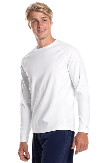 Coolibar Men's Hightide Long Sleeve Swim Shirt UPF 50+ - White
