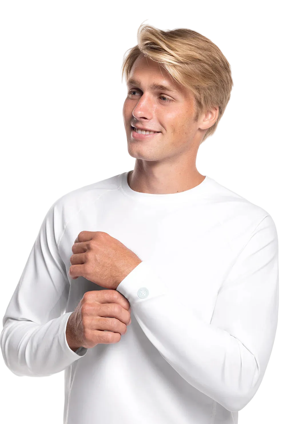 Coolibar Men's Hightide Long Sleeve Swim Shirt UPF 50+ - White
