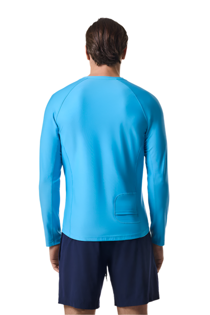 Coolibar Men's Hightide Lite Long Sleeve Shirt - Malibu Blue