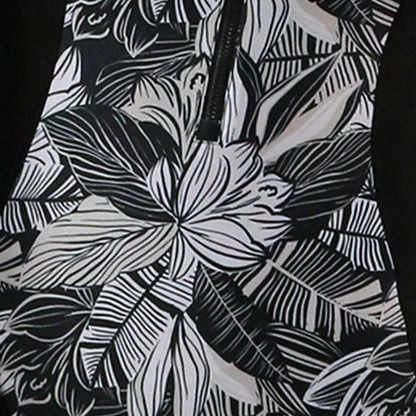 UV Skinz Women's Long Sleeve Half Zip Swimsuit - Woodblack Tropics